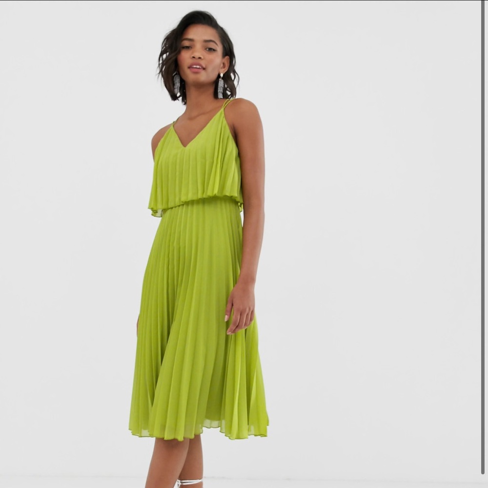 ASOS DESIGN Pleated Crop Top Midi Dress